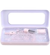 7Pcs Pink Compass Protractor Set with Portable Box Geometry Drafting Tools Set Multi-Purpose Math...