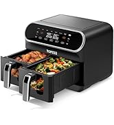 TOPZEE 8-QT Large Air Fryer - Dual Basket Airfryer with Easy View Windows, Preheat, Air Fry, Roas...