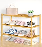 Smiry Bamboo Shoe Rack, 3 Tier Shoe Organizer for Entryway &amp; Closet, Stackable Free Standing Stor...
