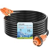 30 Amp RV Power Cord, Heavy Duty, 15 Feet Extension Cable with Twist Lock, TT-30P to L5-30R Conne...
