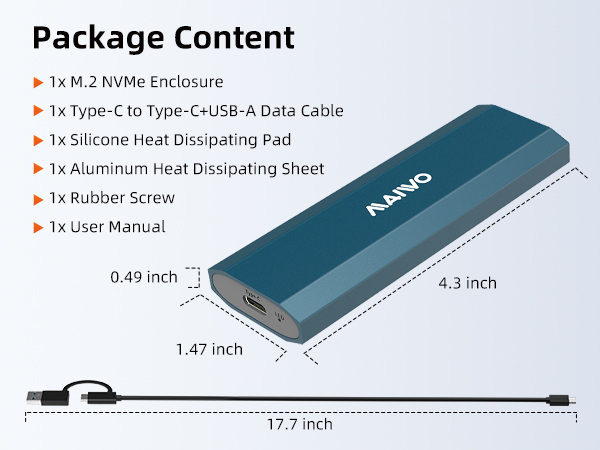 M.2 NVME to USB3.1 type-C adapter container caddy case shell housing reader dockcase holder