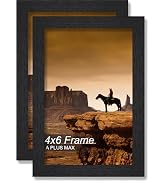 A PLUS MAX 4x6 Picture Frame Set of 2, Black Engineered Wood Frame for 4 x 6 Inch Picture Poster ...