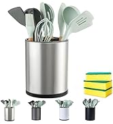 LIBODOUR Utensil Holder,4-in-1 Large Kitchen Utensil Holder For Counter,Rotating Silverware Organ...