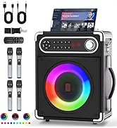 Karaoke Machine with 4 Wireless Microphones, Portable Bluetooth 5.1 Speaker for Adults Kids with ...