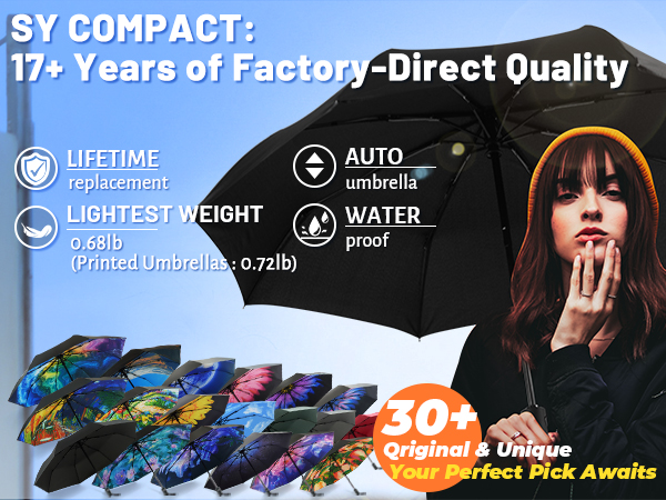 Factory direct travel umbrella. Commuter walking with sturdy windproof canopy in city rain.