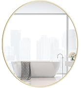 WallBeyond 24 inch Round Mirror Gold Circle Wall Mirror for Bathroom with Metal Framed, Round Wal...
