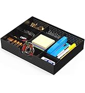 Simple Houseware Drawer Organizer Tray with 9 Adjustable Compartments, Black