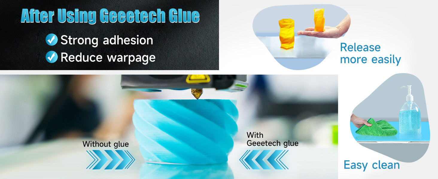 3D Printer Bed Adhesive Glue - Helps Prevent Warping, Strong Hold and Easy Release