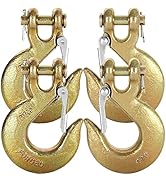 APOCHON 4 Pack 3/8 inch Clevis Slip Hooks, Grade 70 Forged Steel Heavy Duty Chain Hook with Safet...