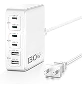 MSTJRY Charging Station for Multiple Devices : 130W 6 Port GaN Fast USB C Charger Station, Compac...