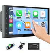 Haudio Double Din Wireless CarPlay Screen for Car, 7" HD Touchscreen with Apple CarPlay, Android ...