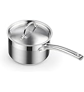 Cooks Standard Saucepan with Lid 18/10 Stainless Steel, 2-Quart Professional Sauce pot Mini Milk ...