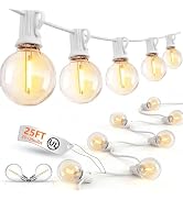 25Ft LED Outdoor String Lights, G40 Globe Patio String Lights Waterproof with 27 Shatterproof Bul...