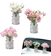 sdidzad 3 PCS Car Dashboard Daisy Flower Ornaments, Lightweight Plastic Mini Car Glass Vase Decor...