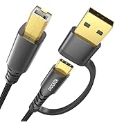 DIOOEER USB Printer Cable 6 Feet 2-in-1 USB B to USB C/A, High Speed Printer Cord Nylon Braided M...