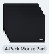 Senetem 4-Pack Mouse Pad, Ultra-Smooth Gaming Mousepad, Non-Slip Rubber Base, Washable Surface Fi...