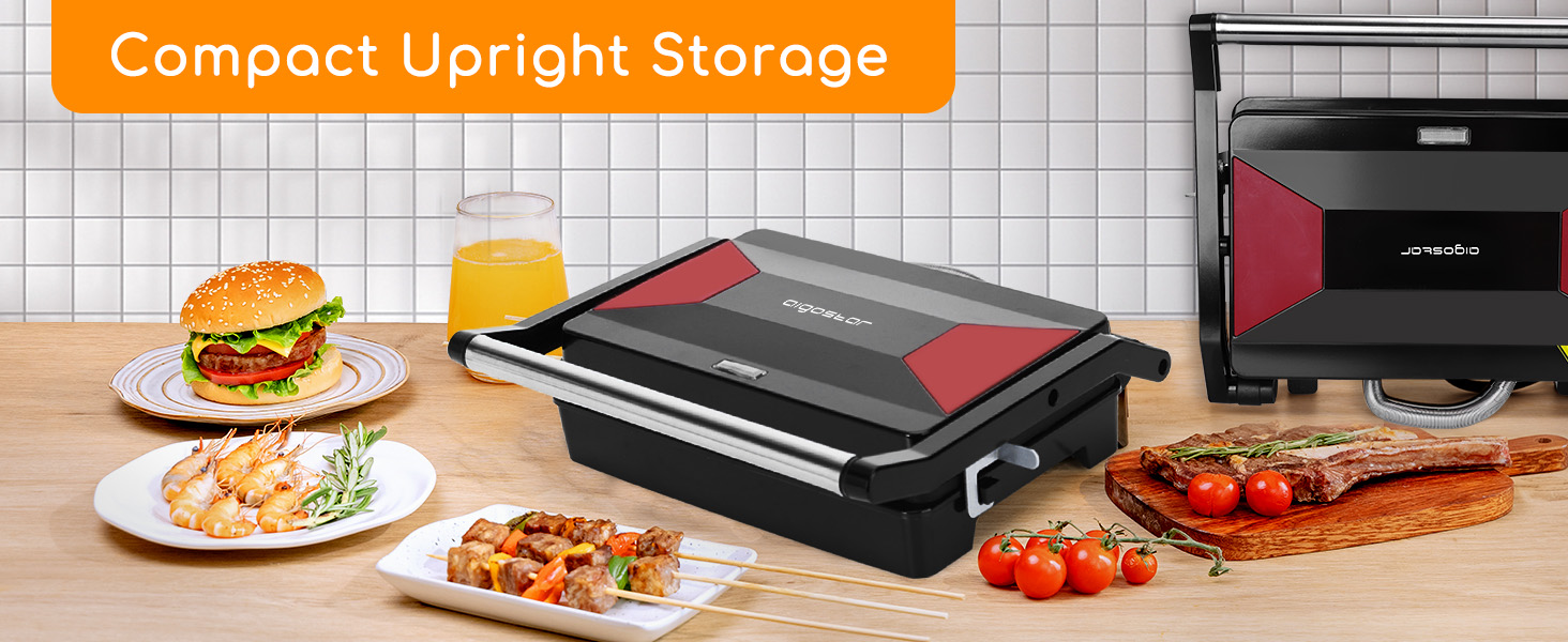 Panini Press Grill, Aigostar 1000W Sandwich Maker Easy to Storage &amp;amp; Clean