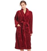 Inner Wish Womens Plush Fleece Robe, Cozy Warm Bathrobe Fuzzy Female Spa Robe With Pockets