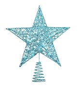URATOT Glittered Christmas Tree Topper Metal Christmas Treetop Hallow Wire Star Topper for Christ...