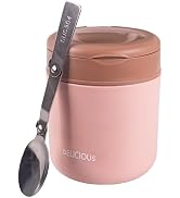 Muswarm 14oz Thermo for Hot Food, Bento Lunch Box with Folding Spoon, Leak Proof Stainless Steel ...