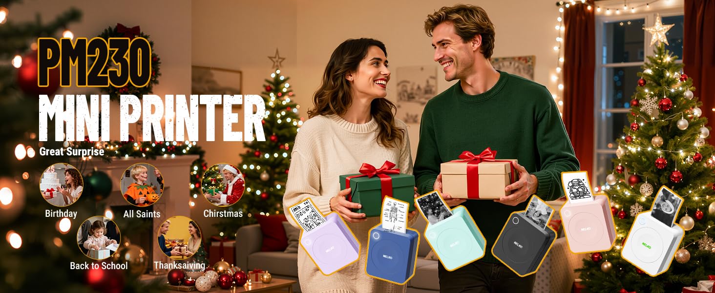 PM230 Sticker Printer——Happy Christmas Thanksgiving