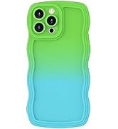 Anuck for iPhone 15 Pro Case Wave, Curly Frame Design for Women Girls, Cute Wavy Gradient Color A...