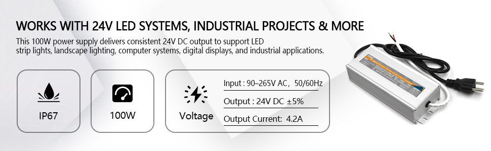 Works with 24V LED Systems, Industrial Projects &amp;amp; More