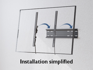 Diagram showing a simplified TV wall mount installation process. Metal bracket visible against a white background.