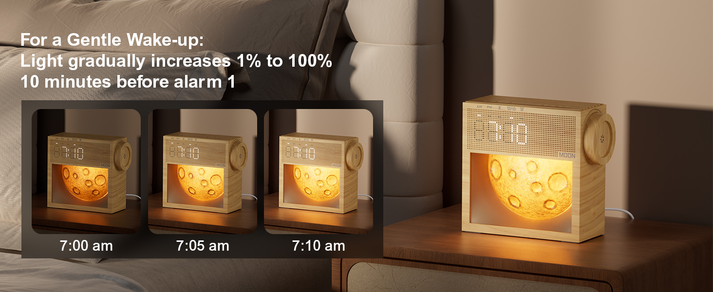 Sunrise alarm clocks for bedrooms, white noise machine for sleeping, Gentle Wake-Up Light