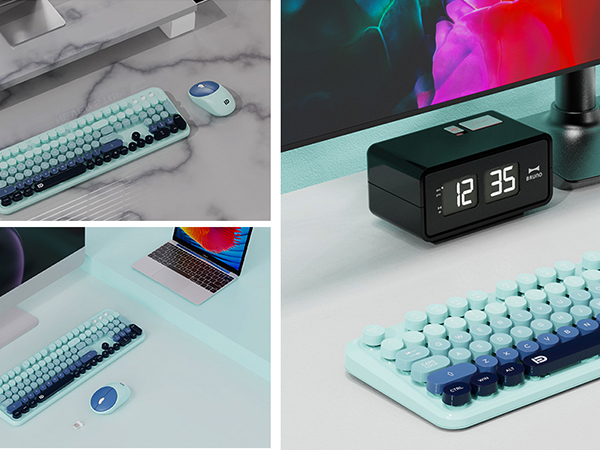 retro typewriter style teal keyboard wireless