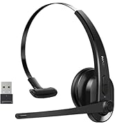 Wireless Headset with Mic for Work, Bluetooth Headset with AI Noise Cancelling Microphone, Wirele...
