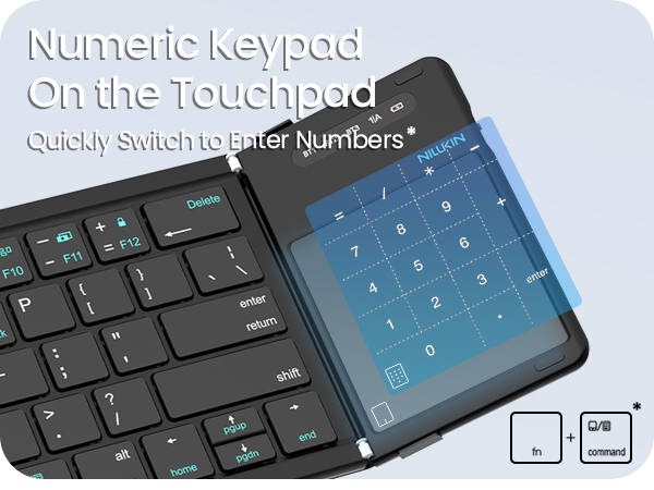 foldable keyboard with number pad