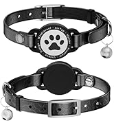 Leather Airtag Cat Collar - Waterproof Cat Collar AirTag Holder with Metal Buckle | Comfortable, ...