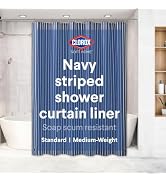 Clorox Shower Curtain Liner, Premium Striped Medium-Weight Durable Waterproof 6g PEVA for Bathroo...