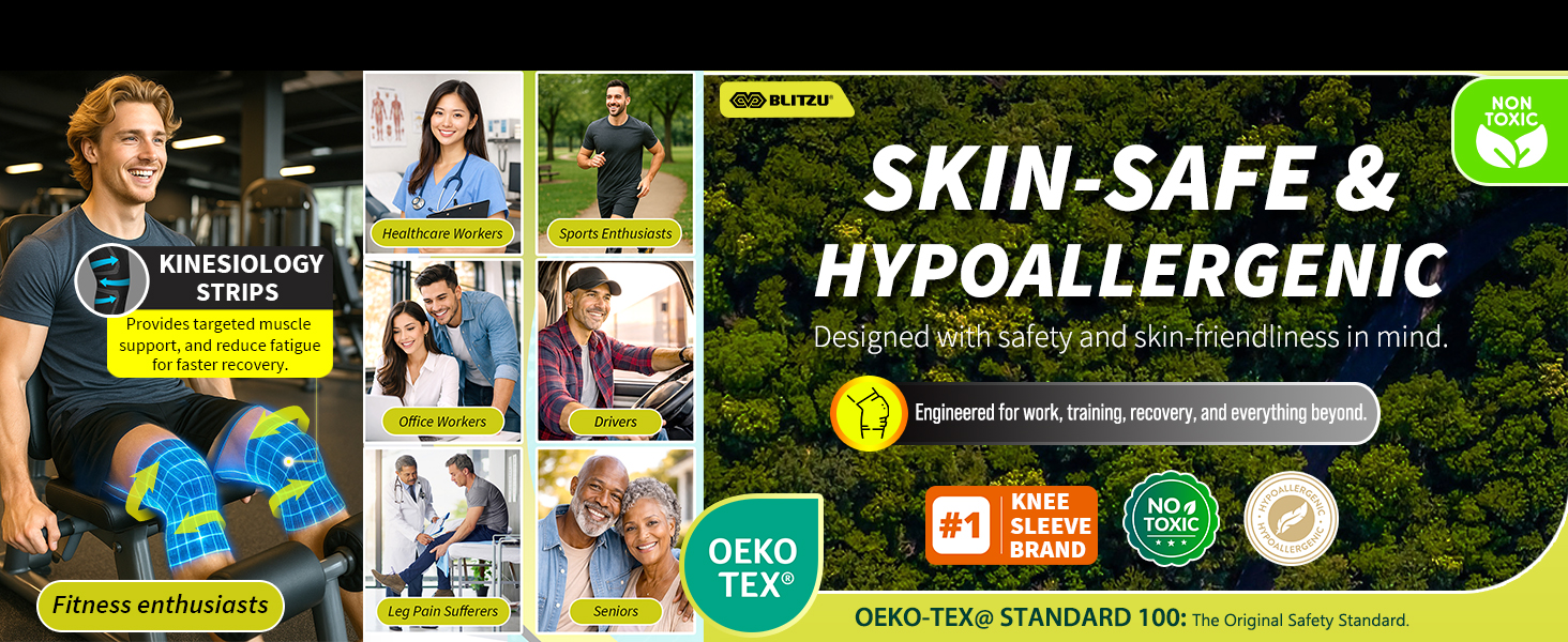 Knee compression sleeve knee brace for pain relief support