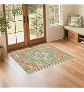 BGASZ Washable 2x3 Entry Rug, Floral Vintage Design Area Rug,Non Slip Laundry Room Floor Carpet,S...