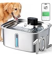 Vacqueen Smart Dog Water Fountain, 10L/ 338Oz Stainless Steel Dog Water Bowl Dispenser with APP M...