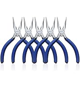 Needle Nose Pliers, KAIHAOWIN 5", 5 Pack Mini Needle Nose Pliers with Side Cutters, Small Spring ...