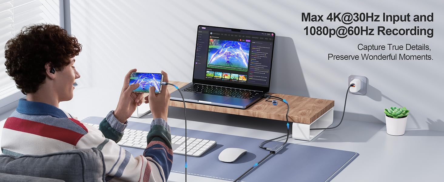 BENFEI USB C Video/Audio Capture Card Supporting Full HD 1080P 60FPS for Streaming, Recording