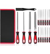 Vistreck 19 Pcs Files Tool Set, Steel File, Flat/Half-Round/Round Files and 14Pcs Needle Files wi...