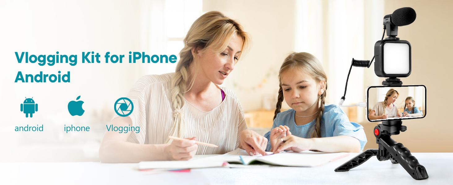 Vlogging Kit for iPhone, Android (with Tripod)