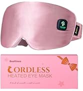 BeeVines Cordless Heated Eye Mask, Washable Heat Eye Masks for Dry Eyes Blepharitis, Light Blocki...