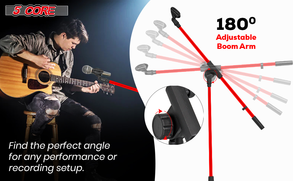5 Core Tripod Mic Stand Heavy Duty Height Adjustable Floor Microphone