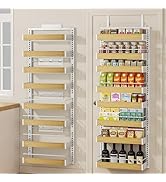 POKIPO 8 Tier Over The Door Pantry Organizer, 2 IN 1 Wall Mount or Hanging Spice Rack Seasoning S...
