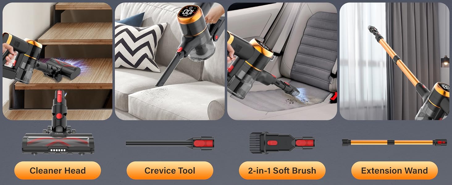 Easily Converts this portable vacuum from a stick vacuum, to a hand vacuum, to a stair vacuum