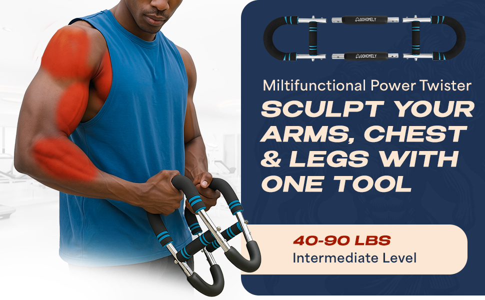 Power twister bar for upper body workout — train arms, chest, shoulders and legs