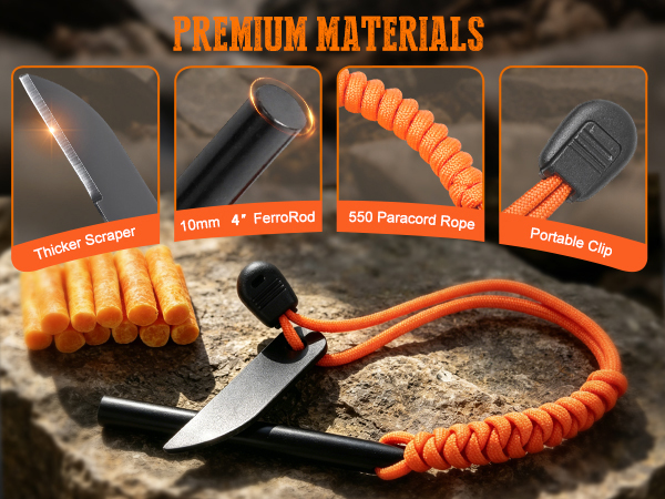 Thick 4 inch flint and steel fire starter survival tool