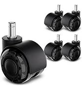 TESUMI Office Chair Caster Wheels 2" Inch Dual Wheel Roller Blade Rubber Caster Replacement, Univ...