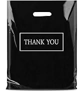 Thank You Merchandise Bags,Daarcin 100pcs 12x16in Black Die Cut Plastic Shopping Bags with Handle...