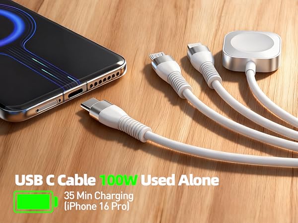 This retractable USB-C cable support 100W fast charging, but requires a 100W charger to achieve this